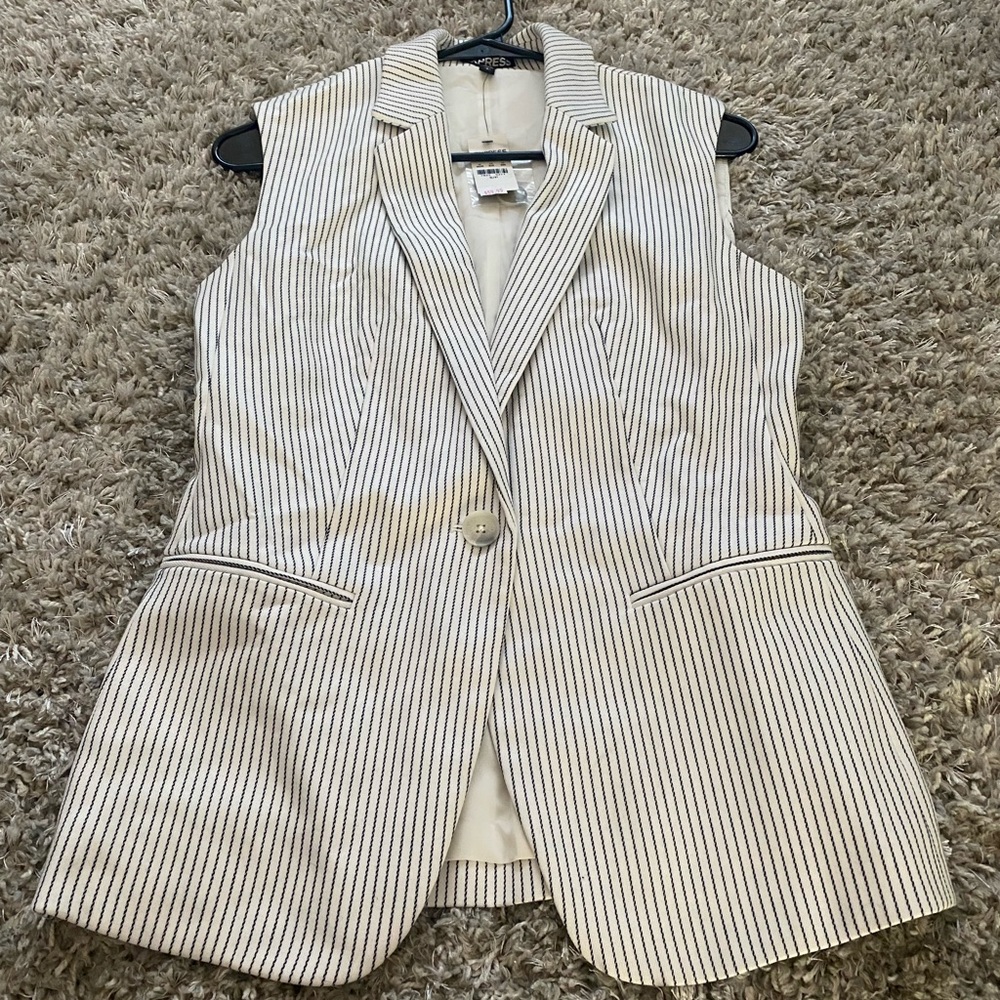 Sleeveless Express Black/White stripe blazer - Size S - Brand New with Tags